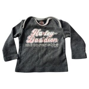 Harley-Davidson baby 3-6 months. Girls Long Sleeve‎ Tee Shirt Grey Pink Silver